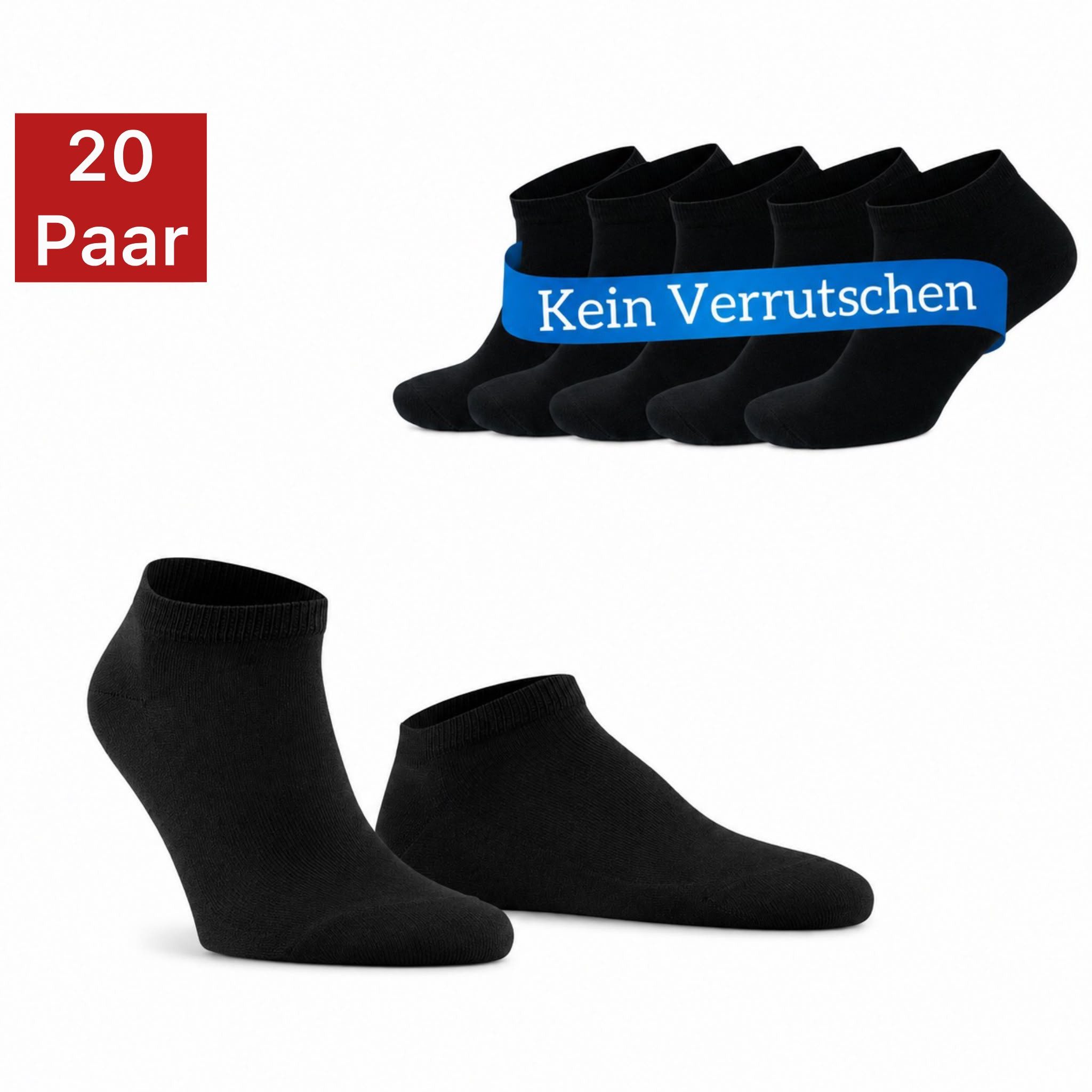 NERS Sneakersocken 10-20 Paar Sneaker Socken aus Baumwolle, für Damen & Herren, ohne Naht (20-Paar, 10 Paar) Kein Verrutschen, mit Komfortbund, atmungsaktiv, für Alltag & Sport