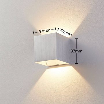 Arcchio LED Wandleuchte Esma, LED-Leuchtmittel fest verbaut, warmweiß, Modern, Aluminium, aluminium, 1 flammig, inkl. Leuchtmittel