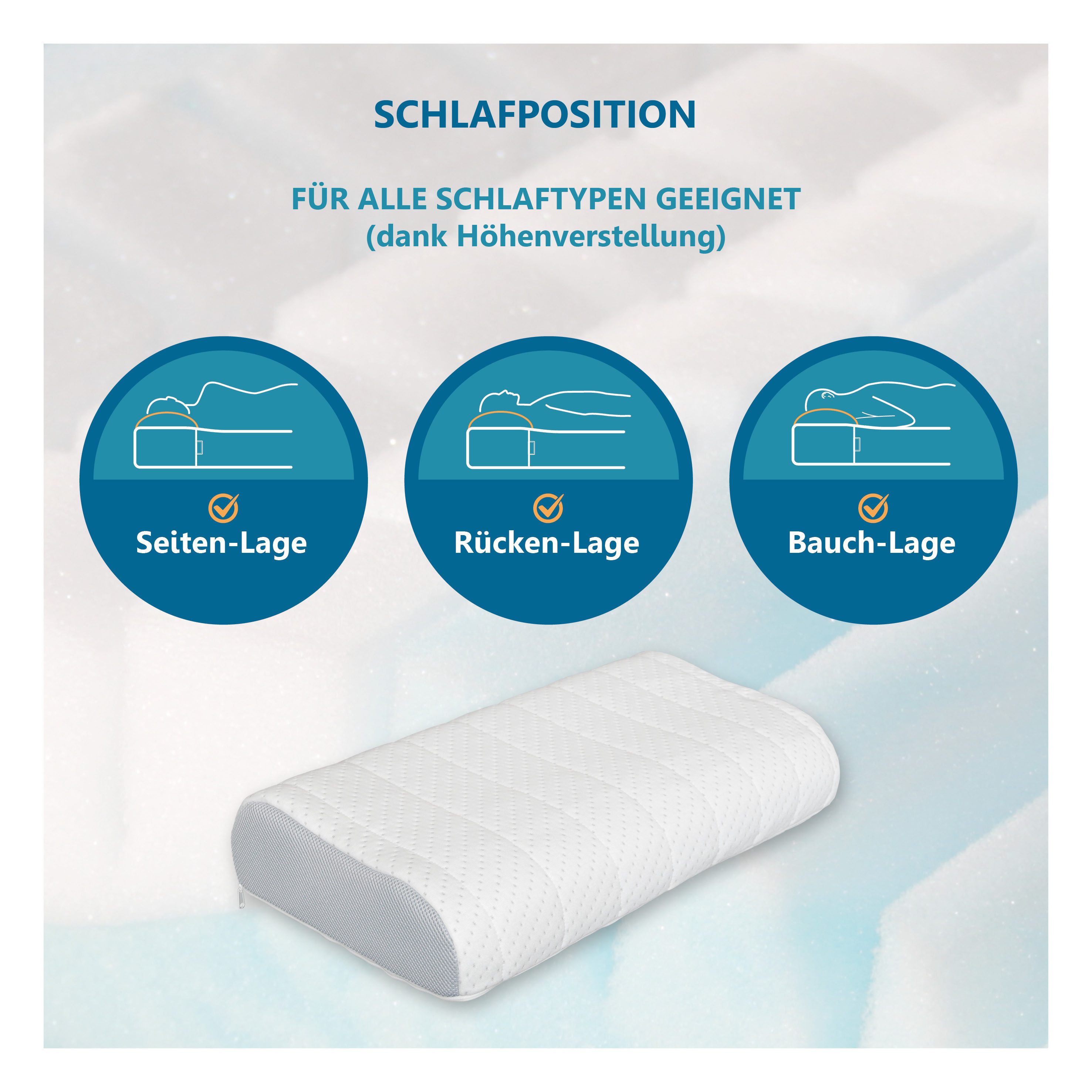 Beco Nackenstützkissen VarioMed, Bezug: Doppeltuch, Kern aus Gelschaum & Gesundheitsprodukt nach ZPmed® – Bild 5 von 5