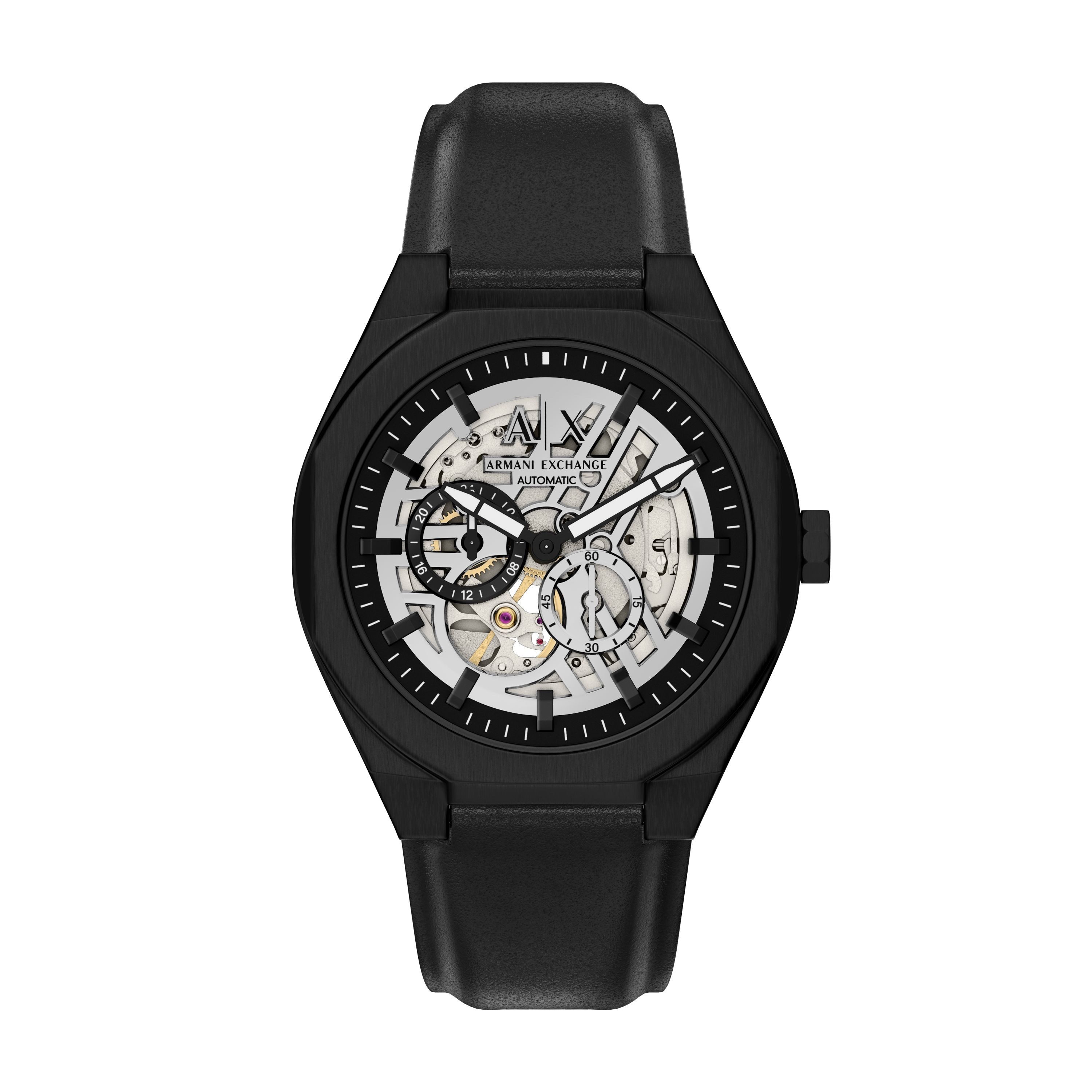 ARMANI EXCHANGE SYNC AX4297, Armbanduhr, Herrenuhr, Mechanische Uhr, Lederarmband, analog