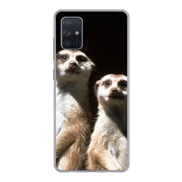 MuchoWow Handyhülle Schwarz - Erdmännchen - Tiere Phone Case Handyhülle Samsung Galaxy A71 Silikon Schutzhülle
