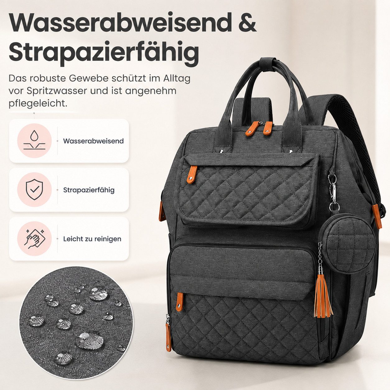 nsihing Wickelrucksack Wickelrucksack Baby, Multifunktionale Wickeltasche mit Zubehör, Mit Wickelunterlage, Abnehmbarer Schnullerbox & Kinderwagenhalterung