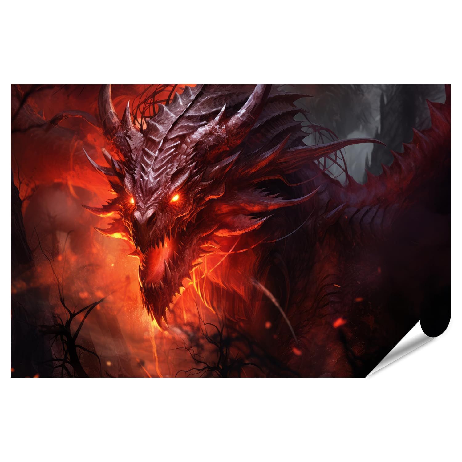 islandburner Poster Fantasie roter Drachen Digitale Kunst Fotodruck