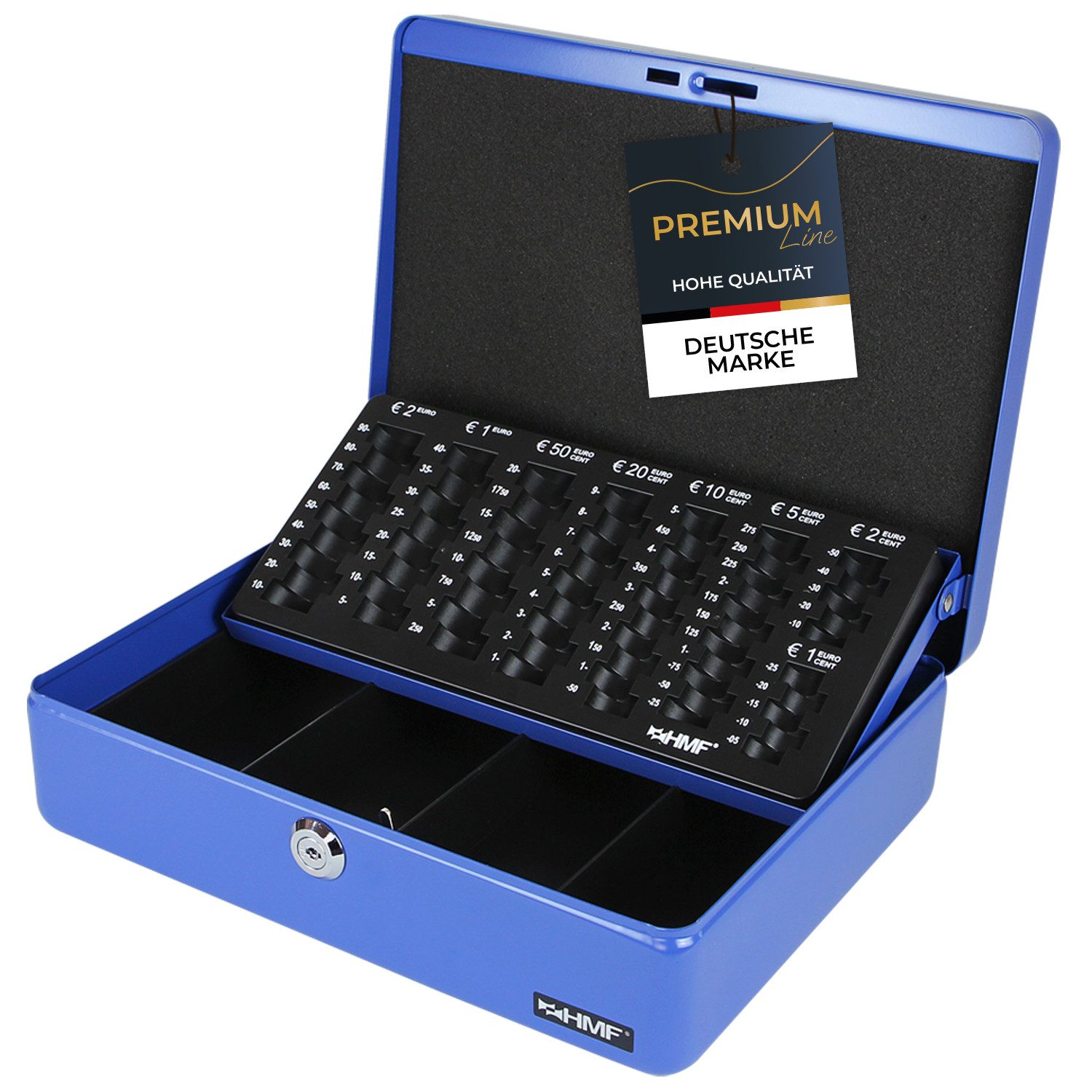 Geldkassette abschließbare Bargeldkasse mit EURO-Münzzählbrett und Scheinfach