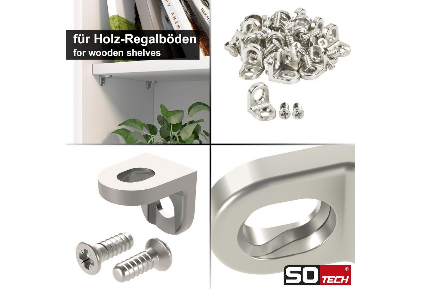 Thumbnail - SO-TECH® Möbelbeschlag Fach-Bodenträger Regalstifte Stiftdurchmesser 3 oder 5 mm (100 St), Edelstahloptik, für Holzböden...