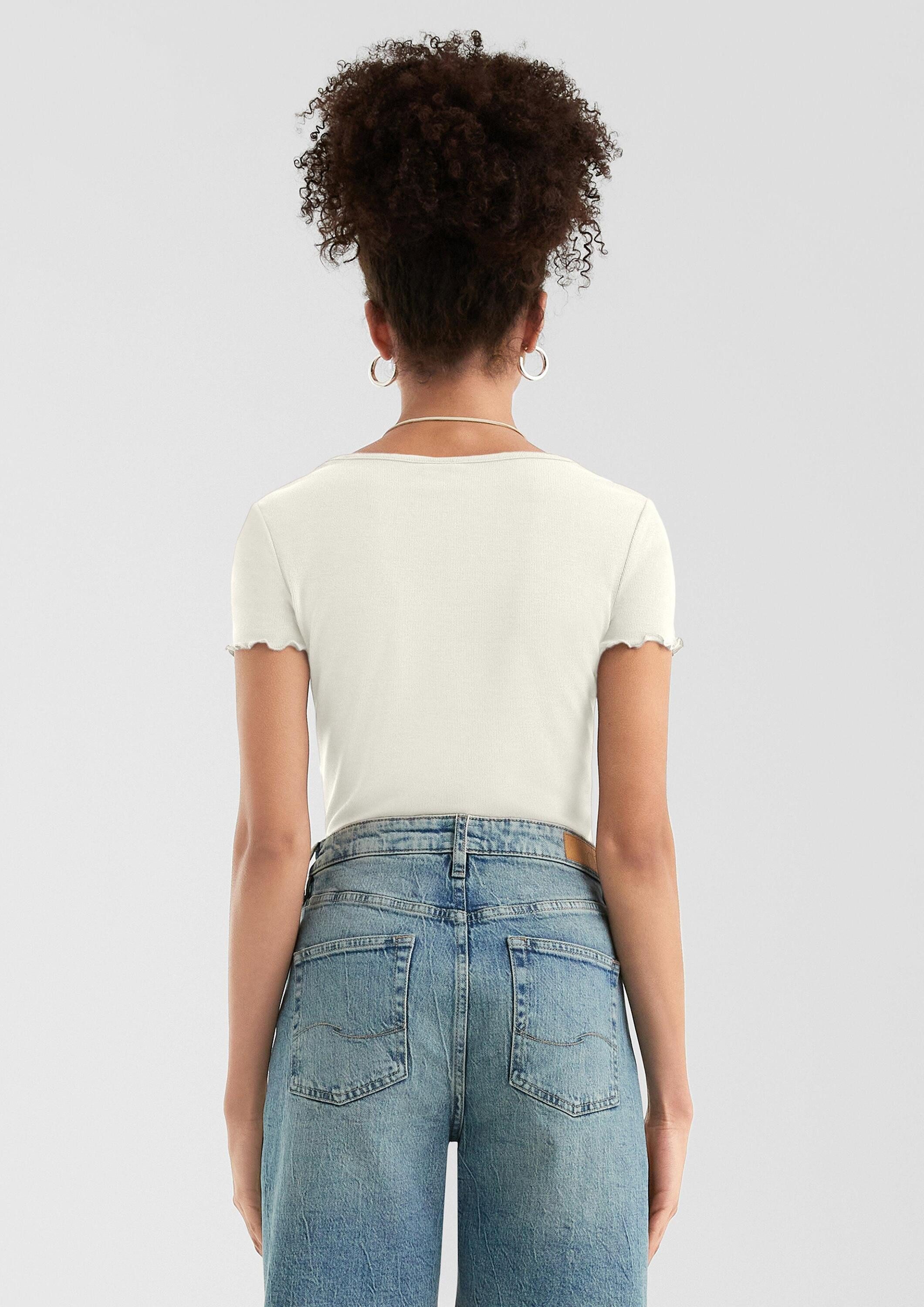 QS Kurzarmshirt T-Shirt Schmal geschnittenes T-Shirt günstig online kaufen