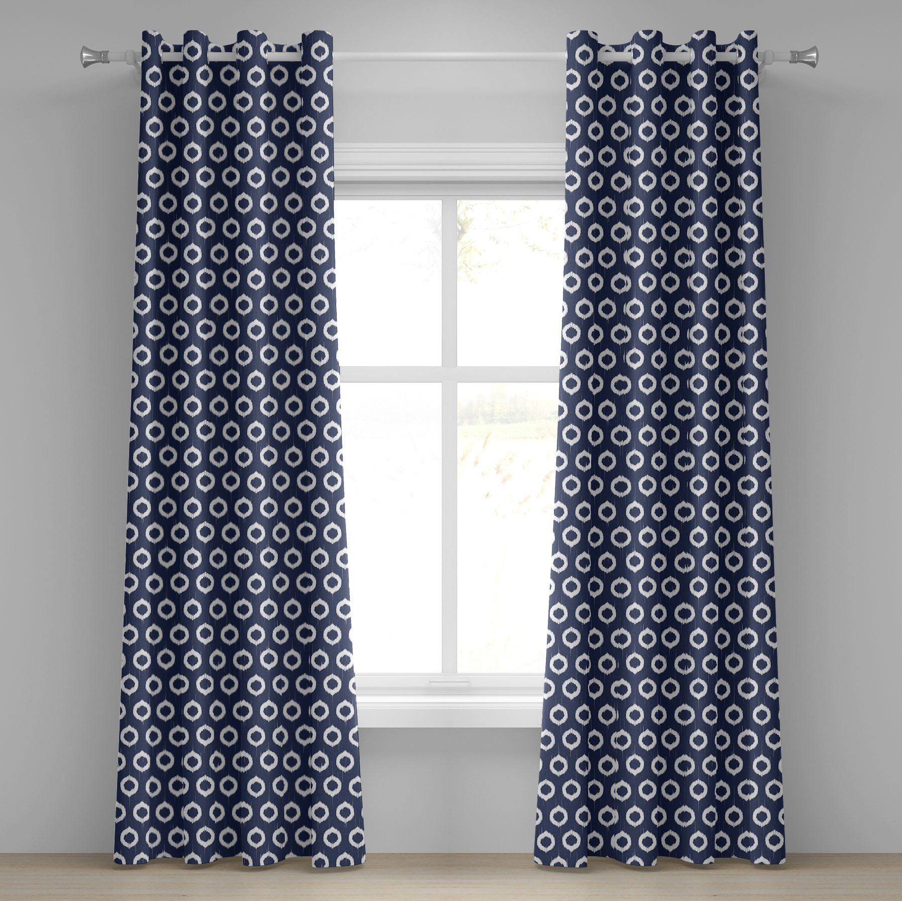 Gardine Dekorative 2-Panel-Fenstervorhänge für Schlafzimmer Wohnzimmer, Abakuhaus, Navy blau Grunge Sketchy Entwurf