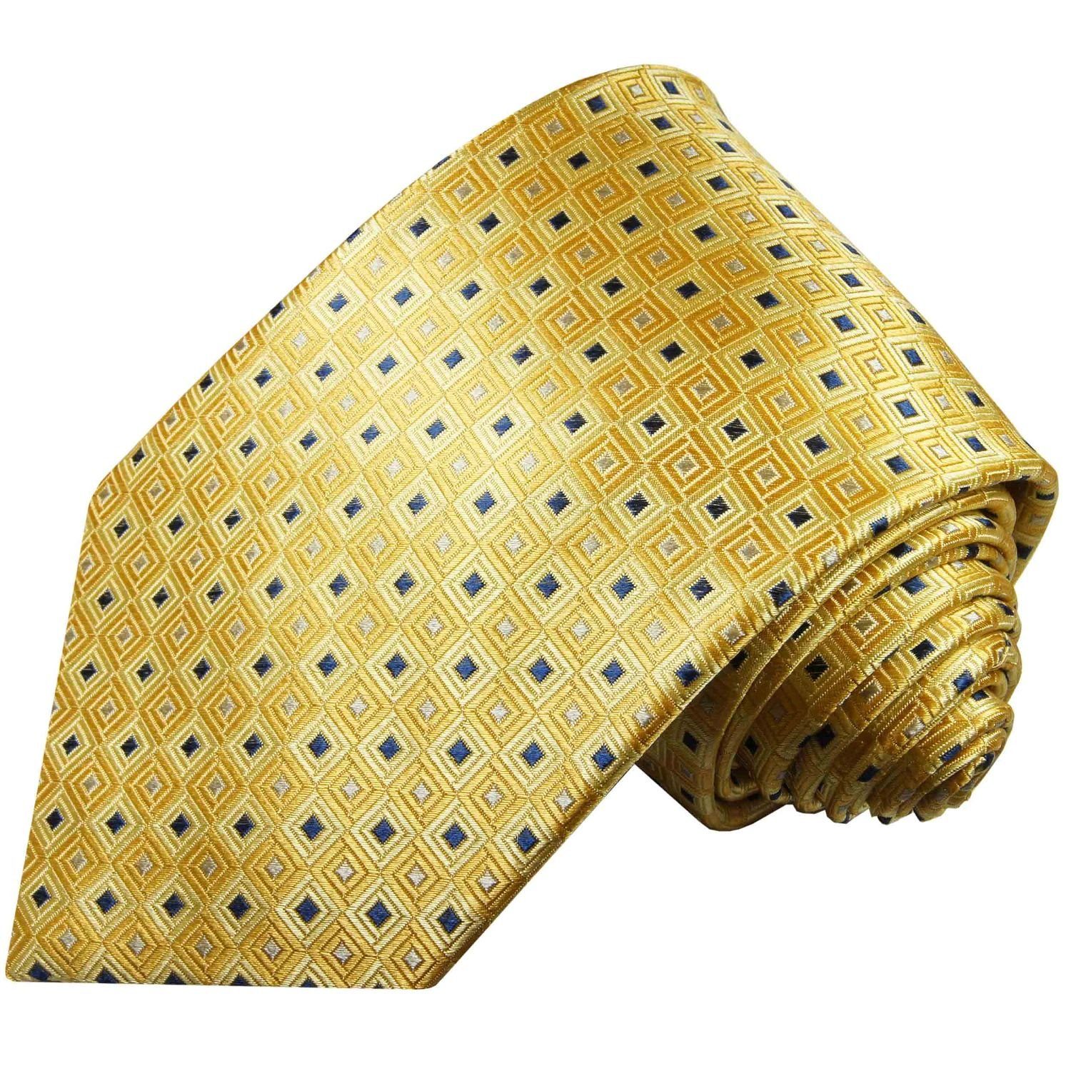 Paul Seide 2-St., mit Krawatte modern gold Krawatte Herren gepunktet 100% (Set, Seidenkrawatte Tuch mit Einstecktuch) 689 Malone gelb