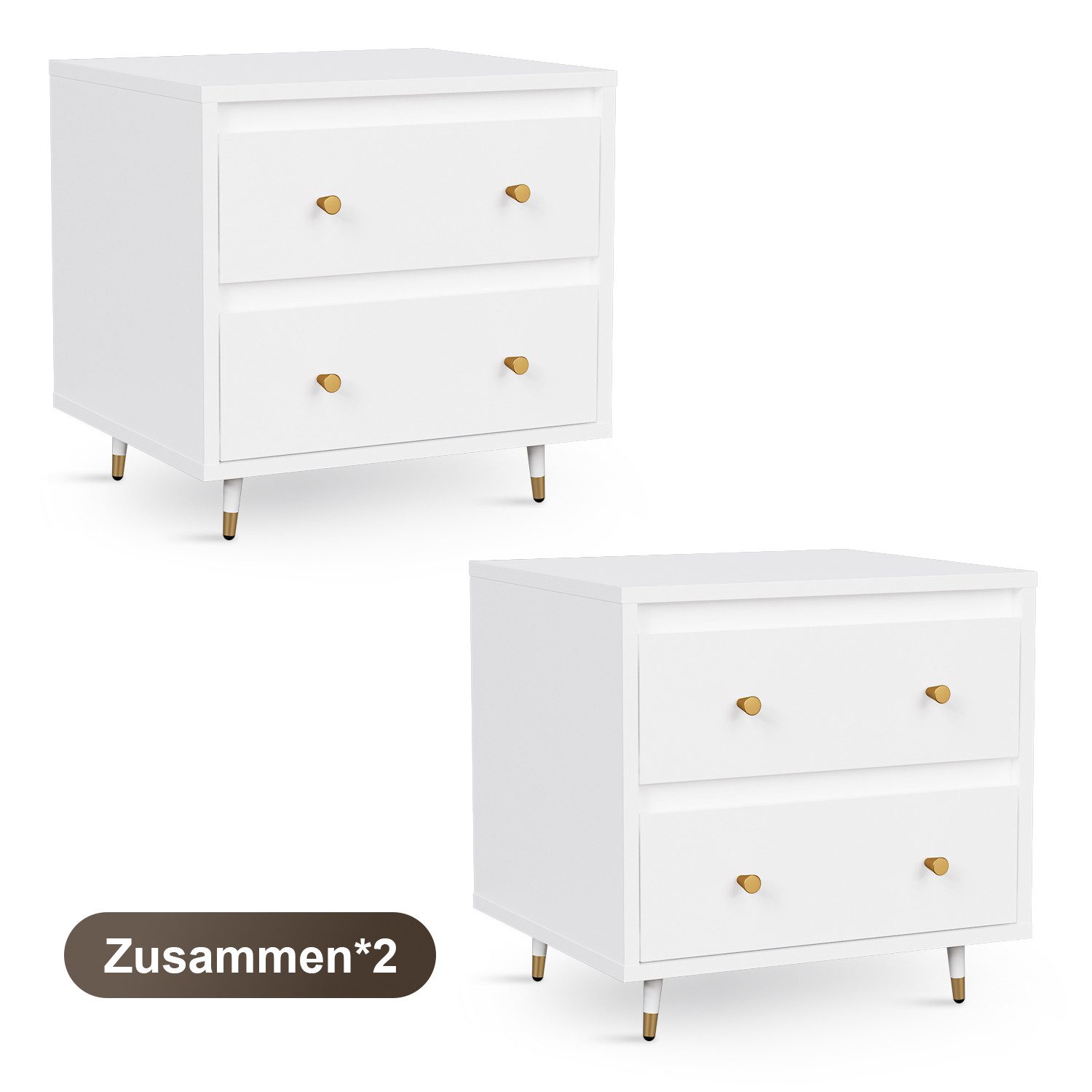 Lexzurn Nachttisch Nachttisch(1-St/2-St), Beistelltisch mit 2 Schubladen (M günstig online kaufen