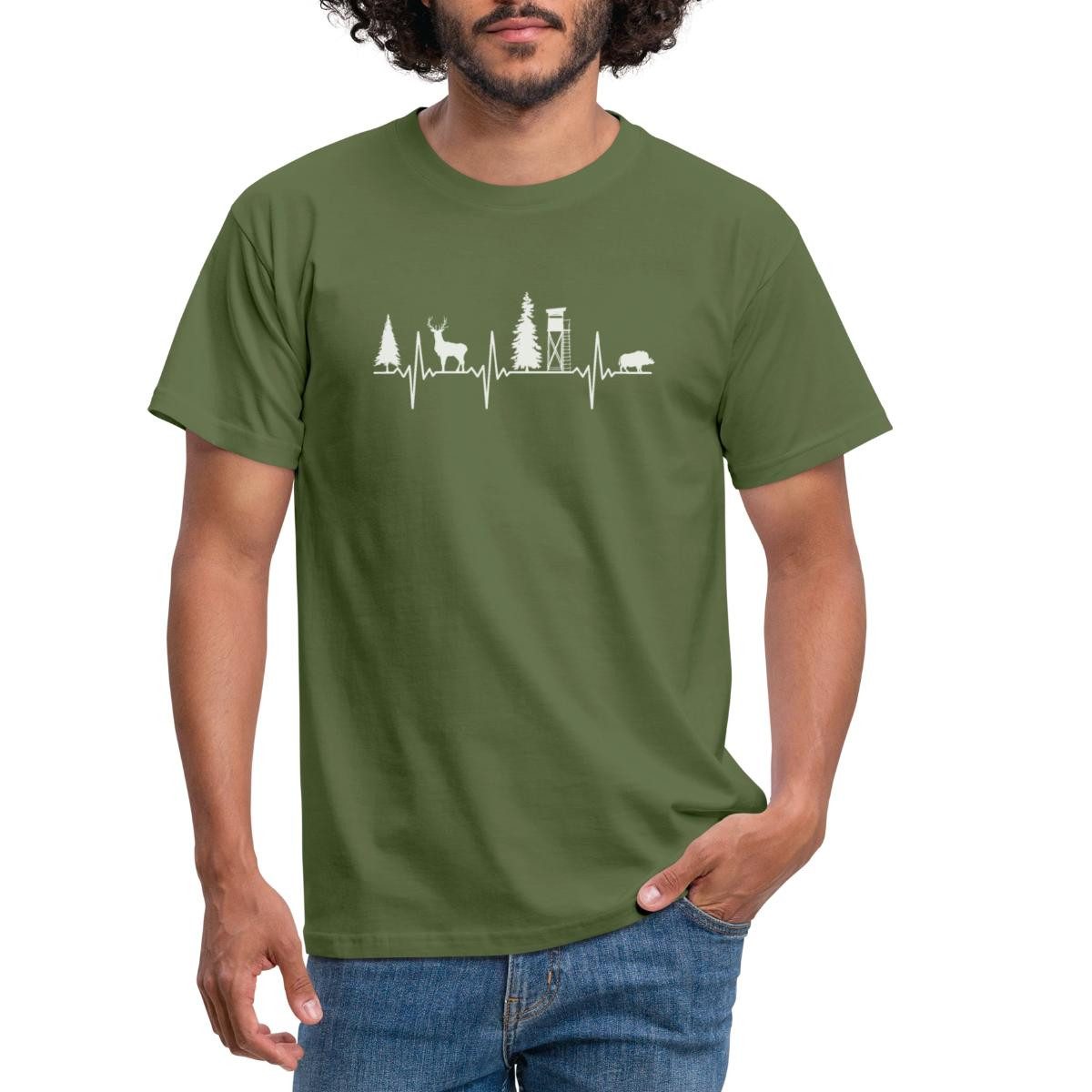 Spreadshirt T-Shirt Jäger EKG Herzschlag Wald Natur Männer T-Shirt (1-tlg)