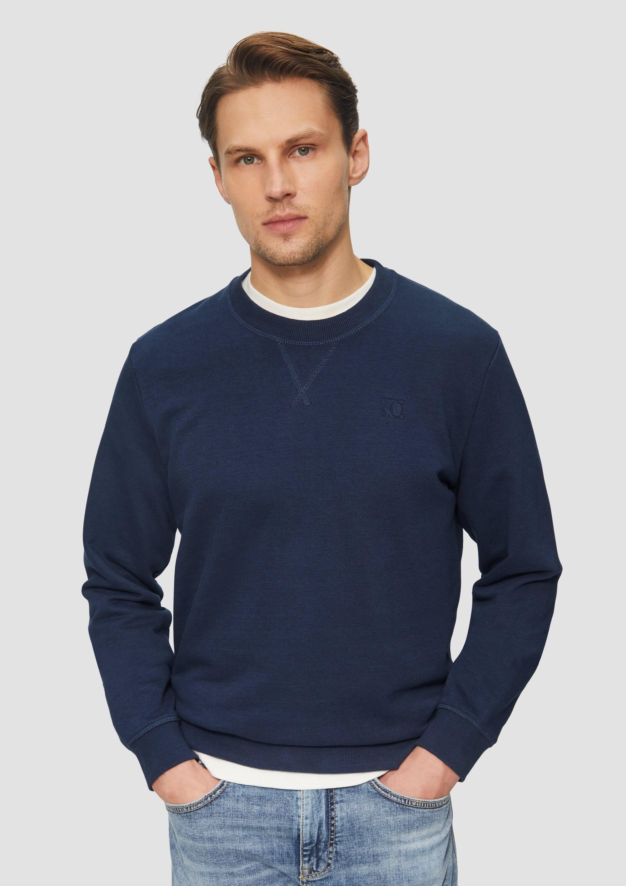 s.Oliver Sweatshirt Sweatshirt Crew Neck-Sweatshirt aus Baumwollmix mit Logo-Stickerei