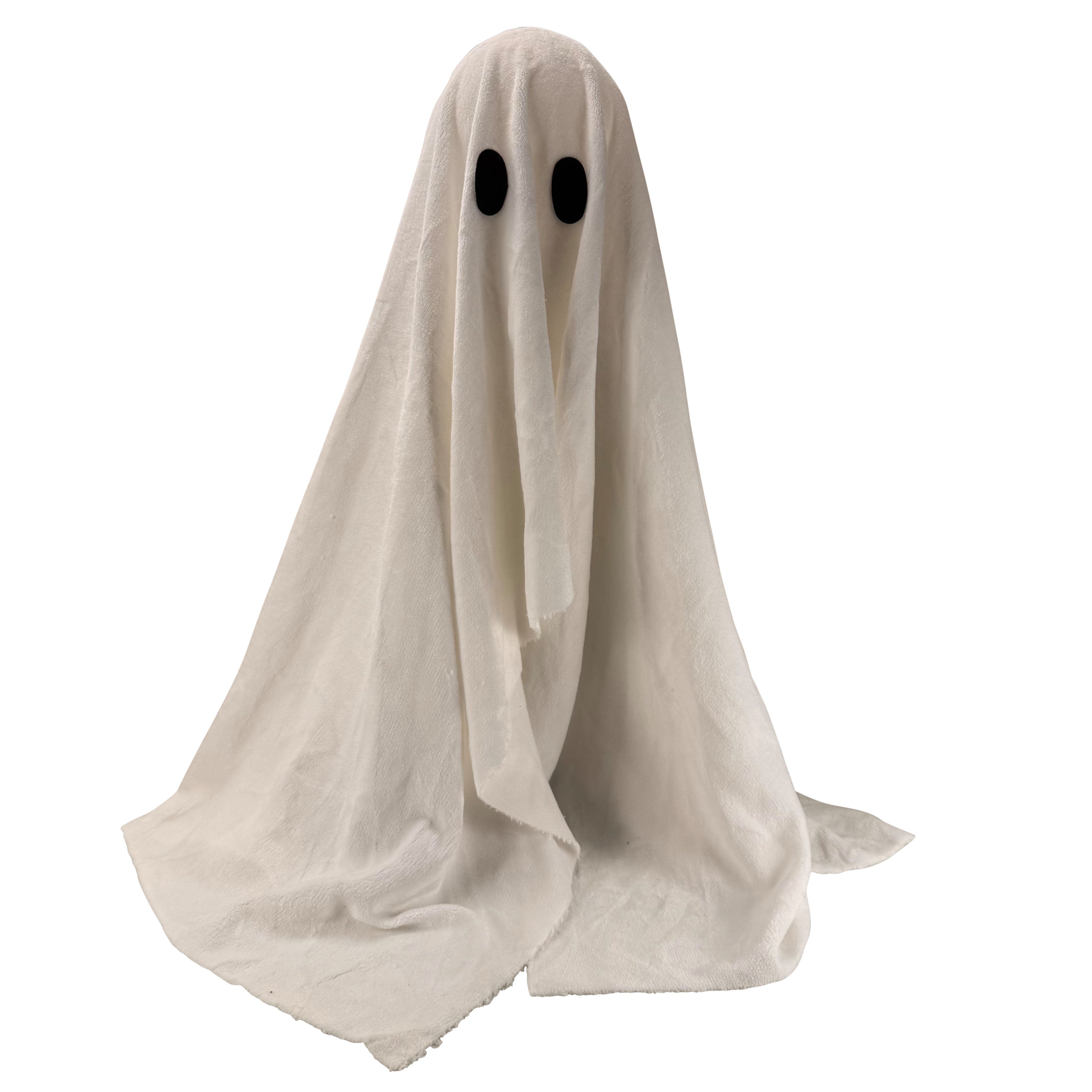 Online-Fuchs Dekofigur großer Geist mit LED-Beleuchtung & Timer - Halloween Deko innen (Blickfang im Eingangsbereich, warmweiße LED-Beleuchtung), schaurig süßer Geist mit LED-Lichterkette bestückt