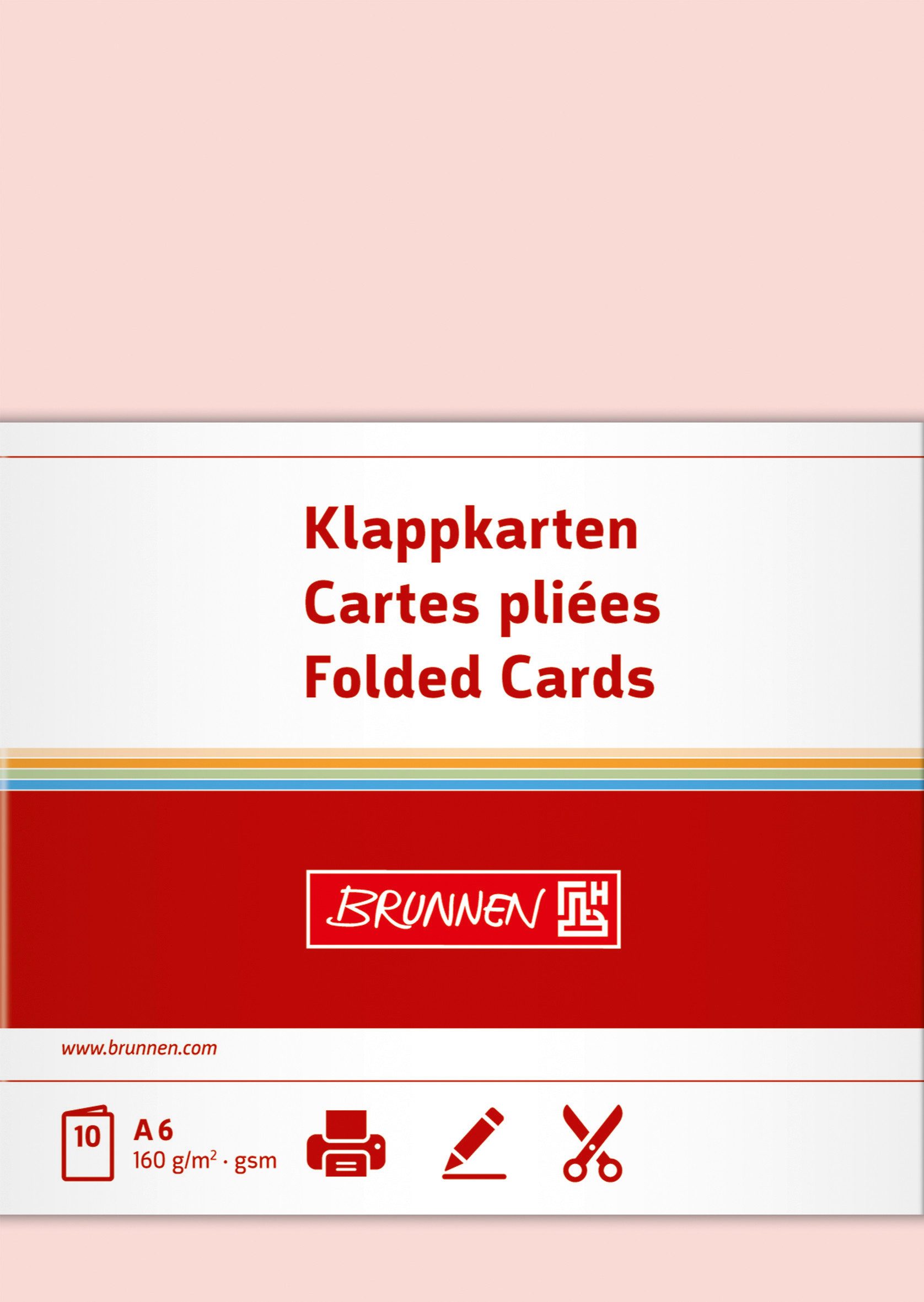 BRUNNEN Grußkarten Klappkarte A6 160g roé 10Karten