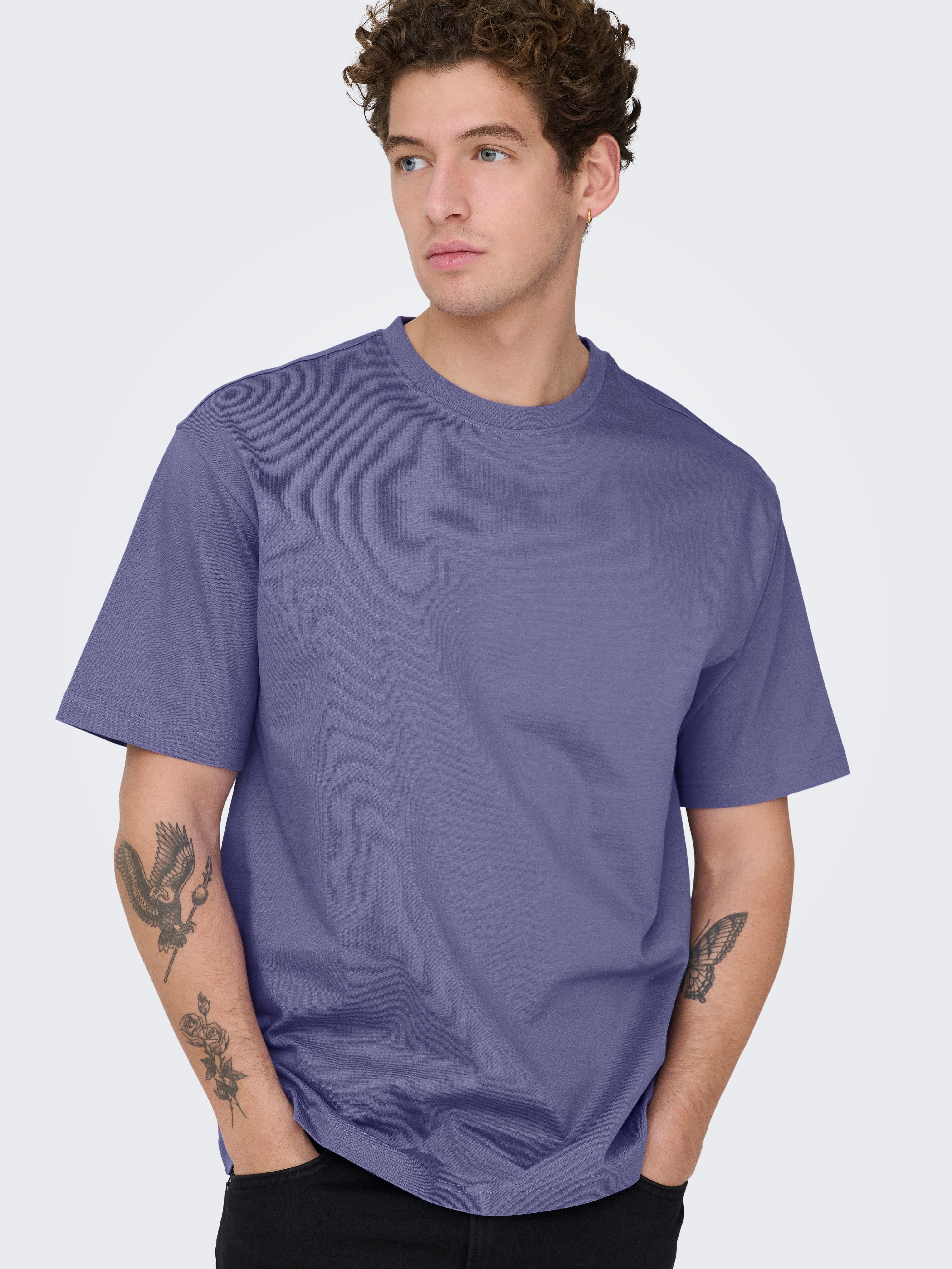 ONLY & SONS Rundhalsshirt ONSFRED RLX SS TEE Baumwolle, relaxed fit