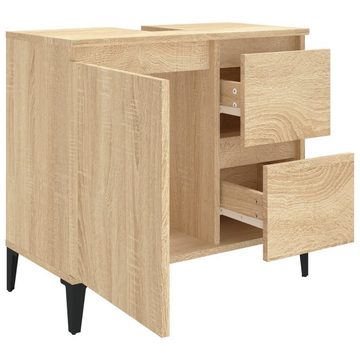 vidaXL Badezimmer-Set Badschrank Sonoma-Eiche 65x33x60 cm Holzwerkstoff, (1-St)