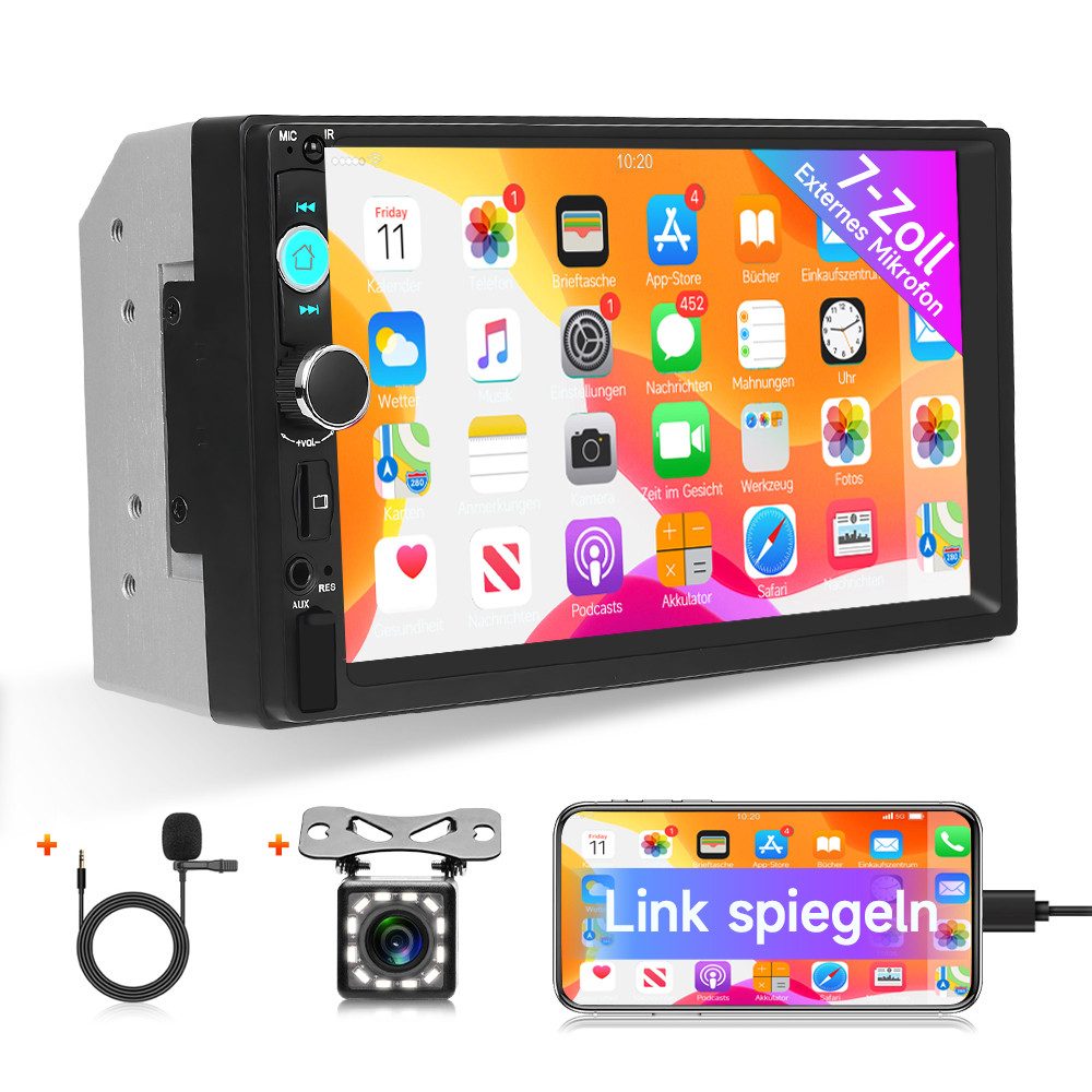 7-Zoll 2 Din MP5 mit Bluetooth, FM & Mirroring Autoradio