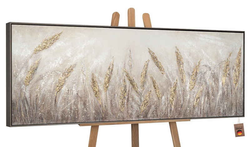 YS-Art Gemälde Dämmerung, Wald, Gold Leinwand Bild Handgemalt Dämmerung