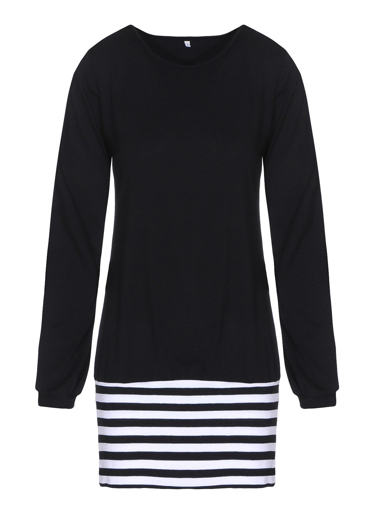 Mississhop Shirtkleid Damen Minikleid Kleid Tunika Rock weiß schwarze Strei günstig online kaufen