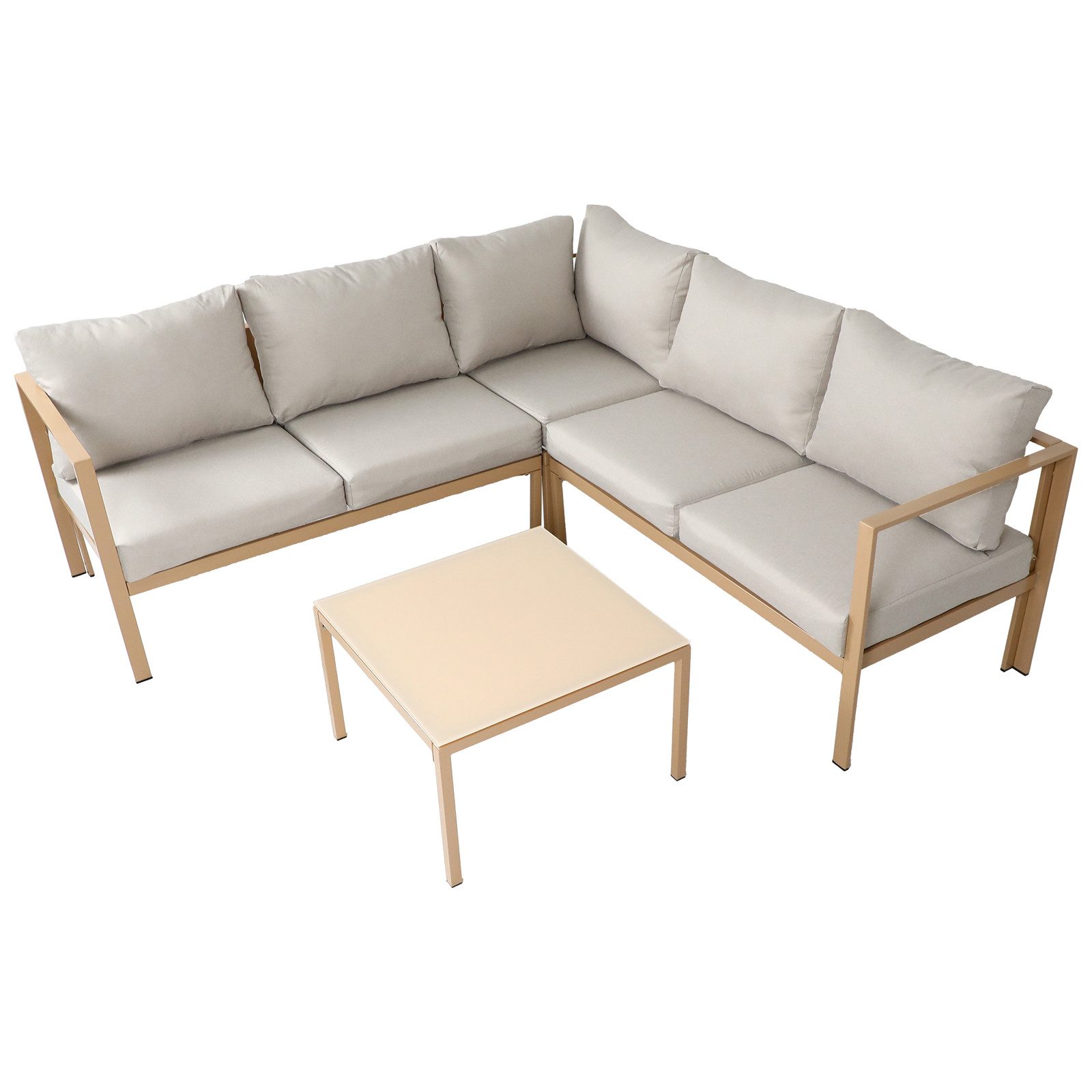 SVITA Gartenlounge-Set MISSOURI, (Set, Modulares Ecksofa mit Tisch), 4-ttg. Outdoor Sofa, Beige / Natur