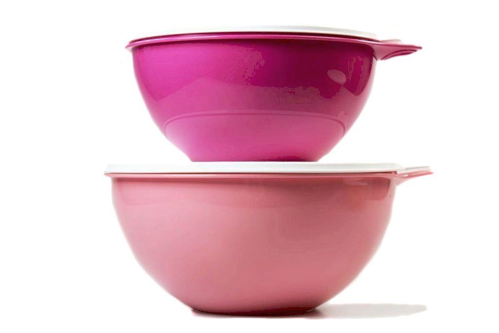 TUPPERWARE Rührschüssel Maximilian 7,8 L rosa + 4,5 pink Salat + SPÜLTUCH