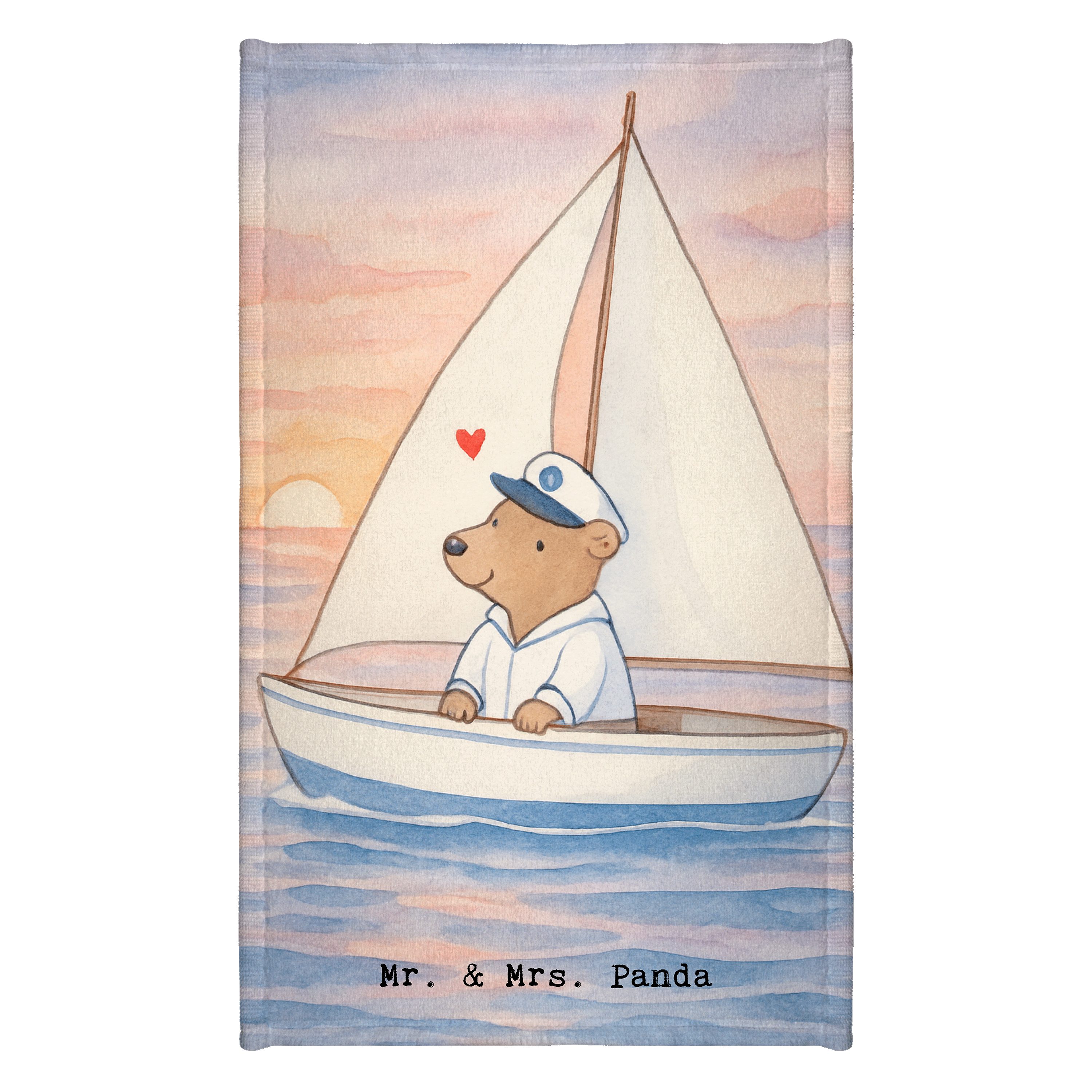Mr. & Mrs. Panda Handtuch Bär Segeln Design, Handtuch, Weiß, Handtuch Klein, Segeltörn, Geschen, Kunstfaser (Packung), Gästehandtuch 30x50 frottier gästehandtuch Segelboot
