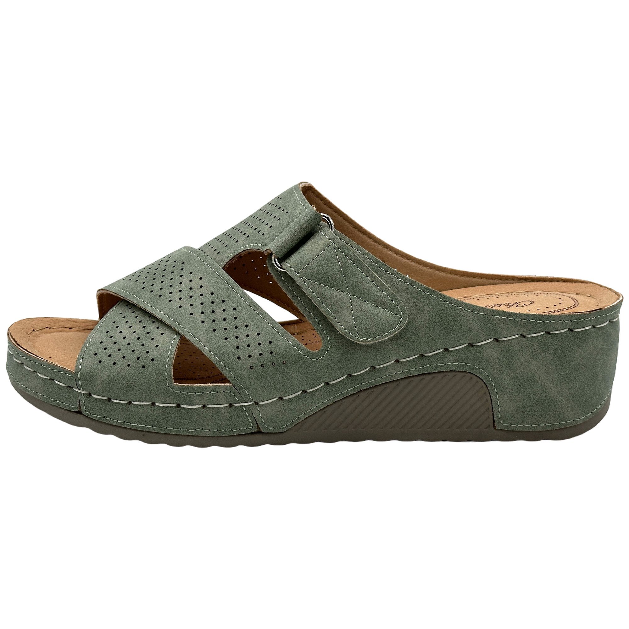 Nowaland Bequeme Damen-Pantoletten mit verstellbarem Riemen und Keilabsatz günstig online kaufen