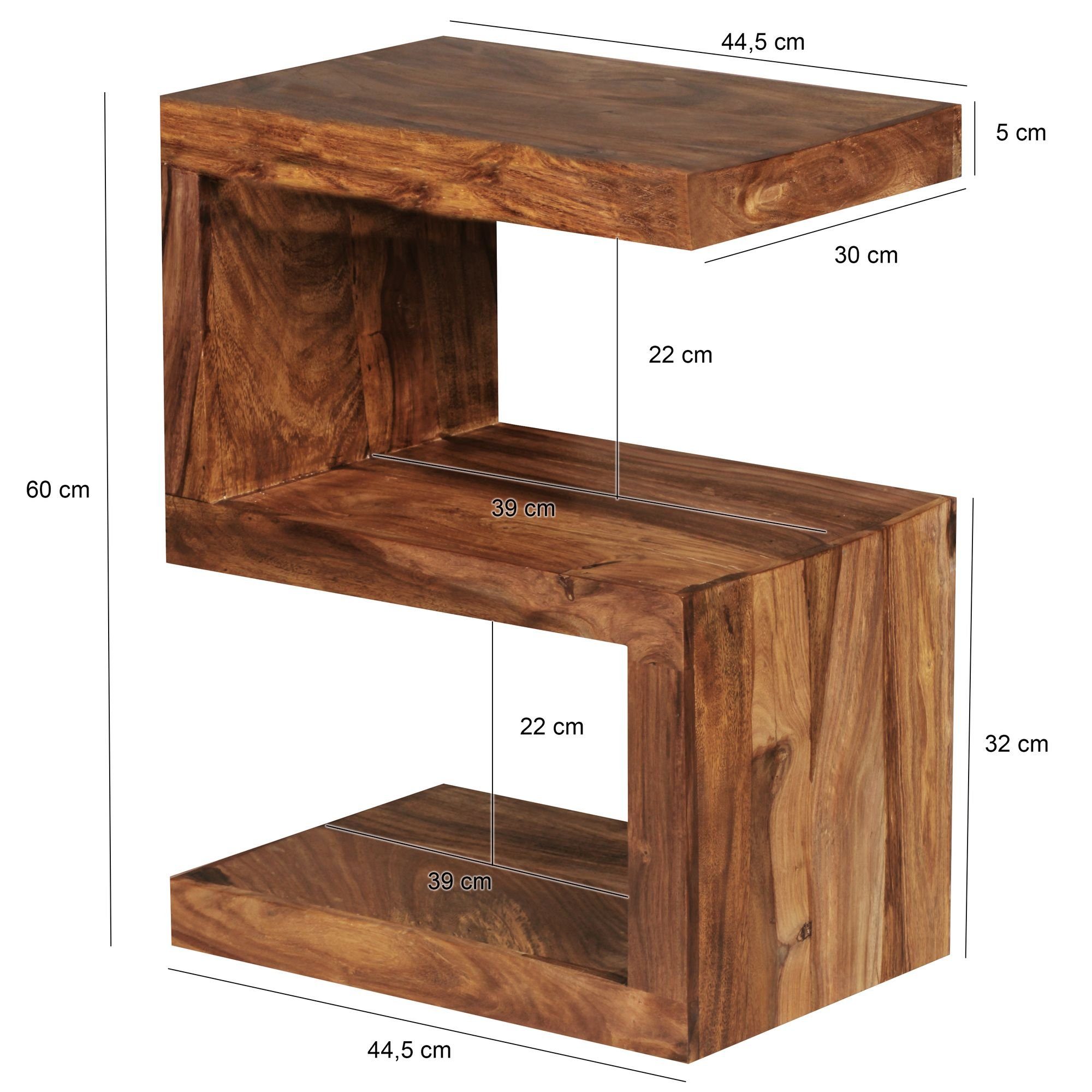 KADIMA DESIGN Ablage Cube S- Beistelltisch Stand Wood Bücher Massivholz