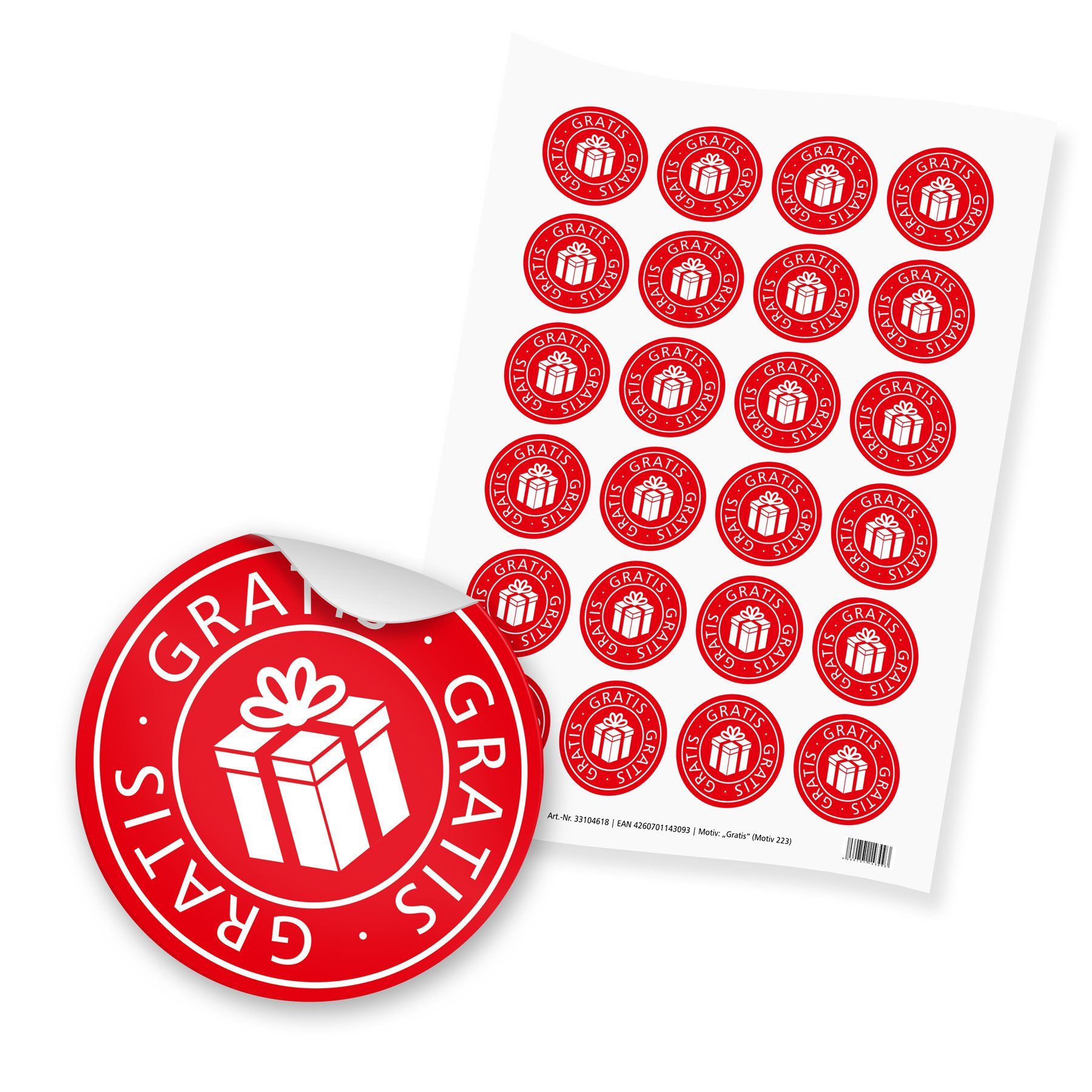 itenga Aufkleber itenga 24x Sticker Gratis rund 4cm rot weiß - Motiv 223