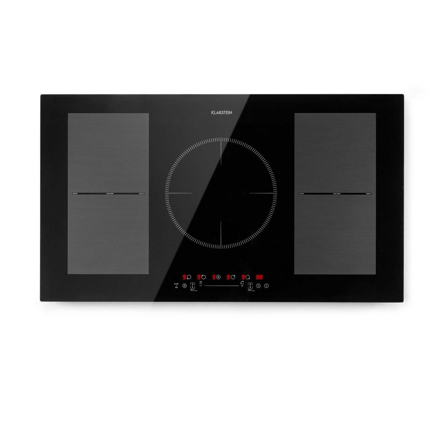Klarstein Induktions-Kochfeld Delicatessa 90 Flex Induktionskochfeld 90 cm 5 Zonen 7400 W, Einbau Induktionsherd autark 5 Kochfelder Platten Induktionskochfeld
