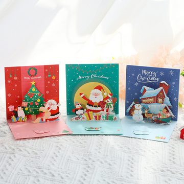 Lubgitsr Weihnachtskarte Weihnachtskarten 3D Pop Up, Karte Weihnachten Geschenkkarte,Blau