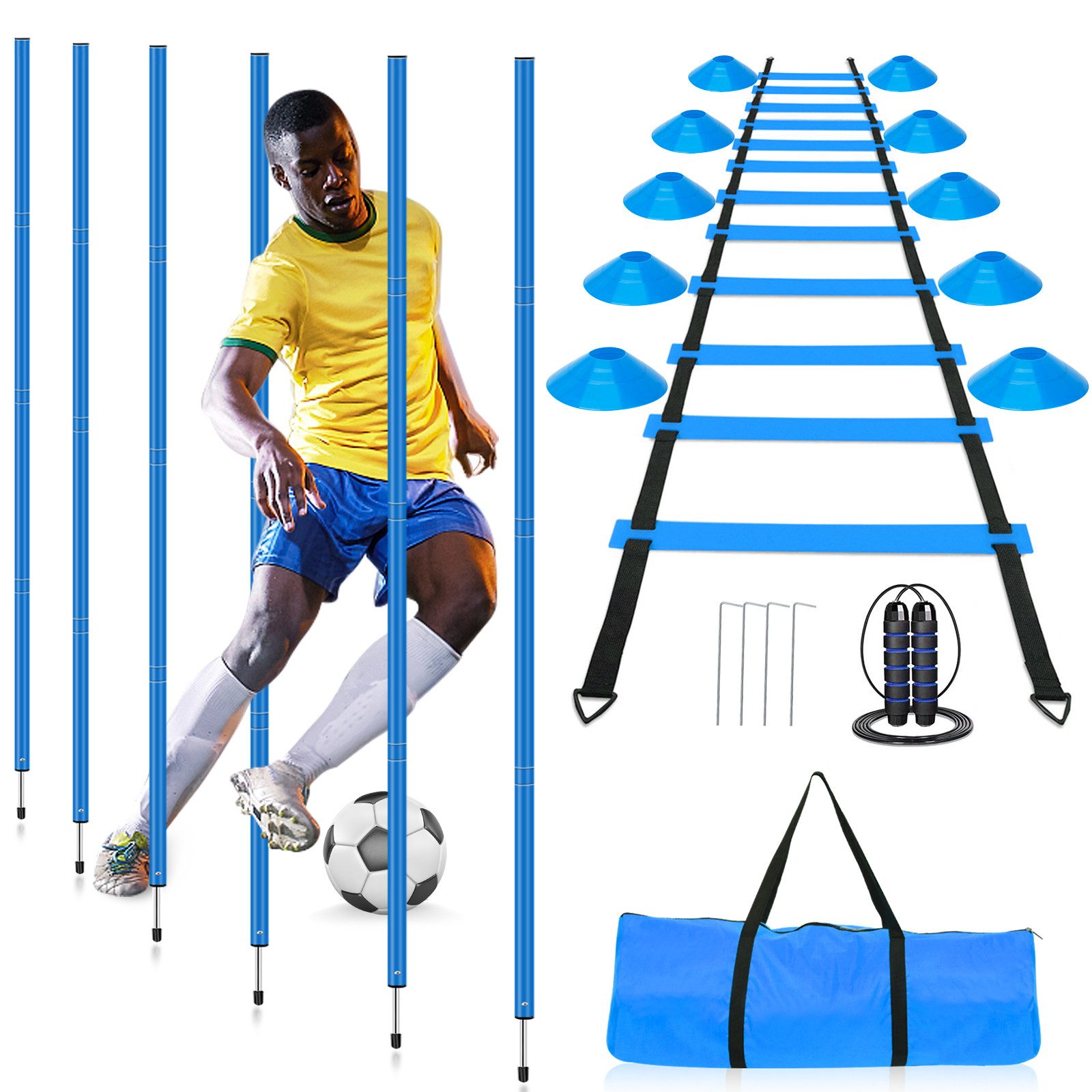 OSTWOLKE Slalomstange Slalomstangen Fussball Trainingsset Set Slalom Poles 6 Slalom Stangen