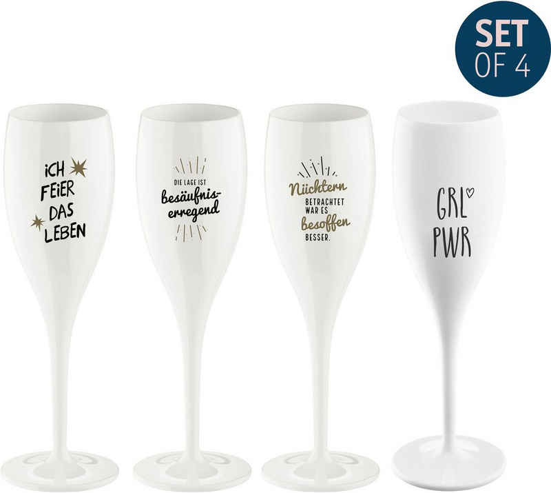 KOZIOL Sektglas CHEERS No. 1 PARTY, Kunststoff, recycelbar,CO2 neutrale Produktion, 100 ml, 4-teilig, Made in Germany