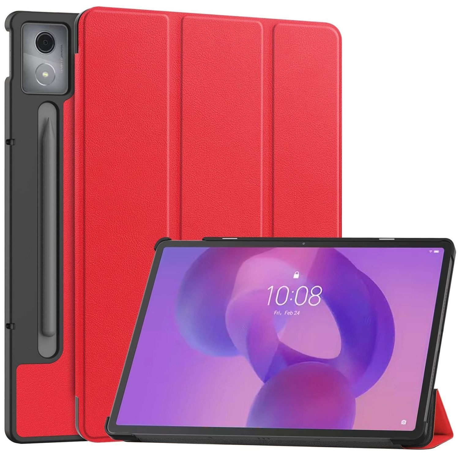 Wigento Tablet-Hülle Für Lenovo Idea Tab Pro 3folt Wake UP Smart Cover Tasche Hülle Rot, 3-Fach Halterung, Kratzfest, Leicht