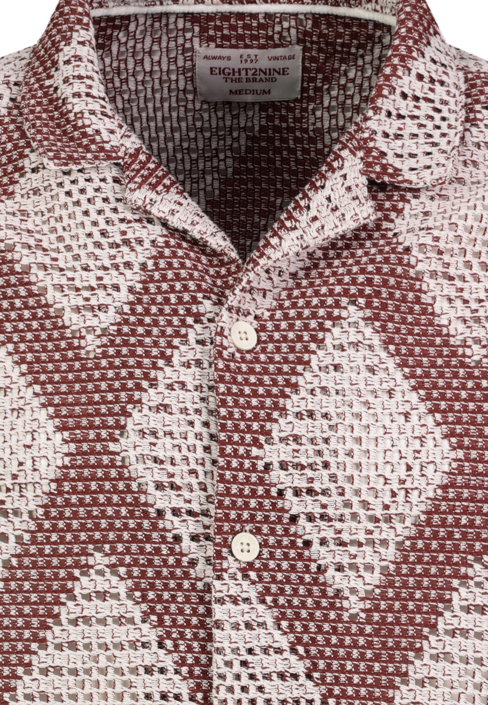 Eight2Nine Kurzarmhemd Herren Kurzes Jacquard Hemd Retro Hemd, Rautenmuster