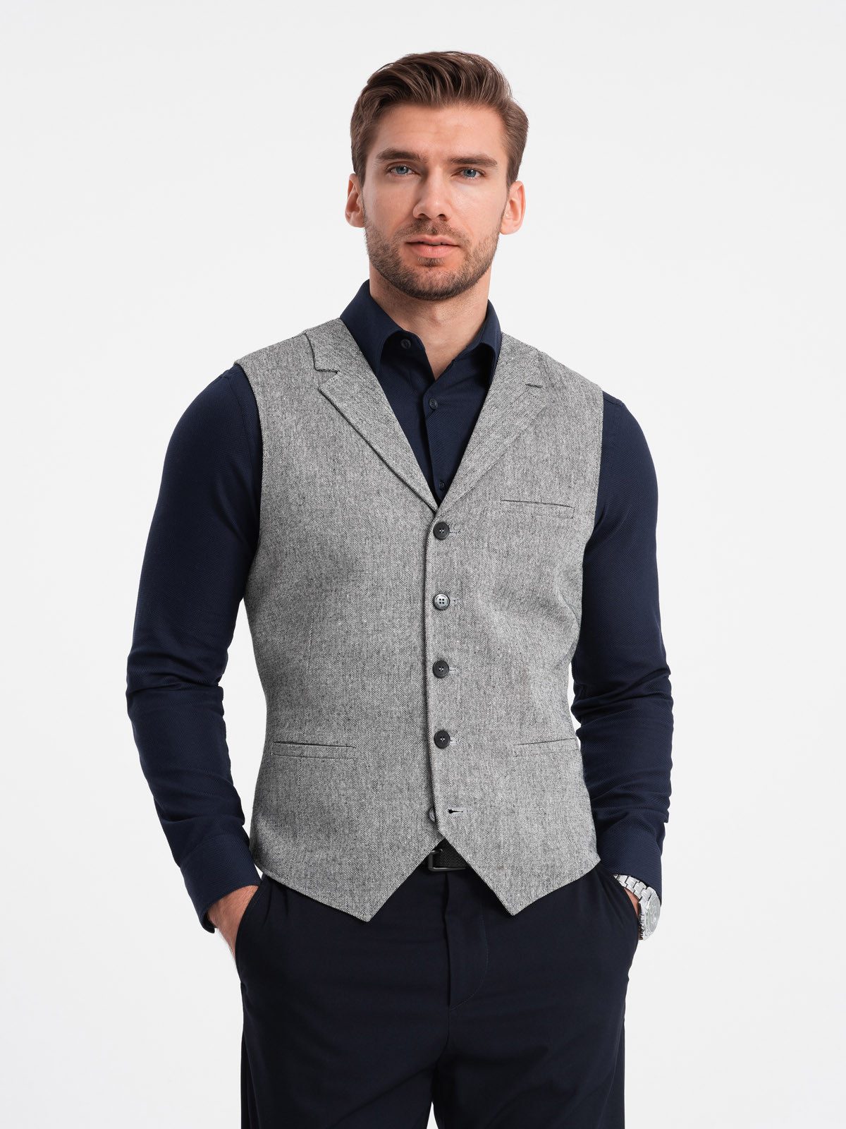 OMBRE Anzugweste Herren-Anzugsweste mit Kragen - günstig online kaufen