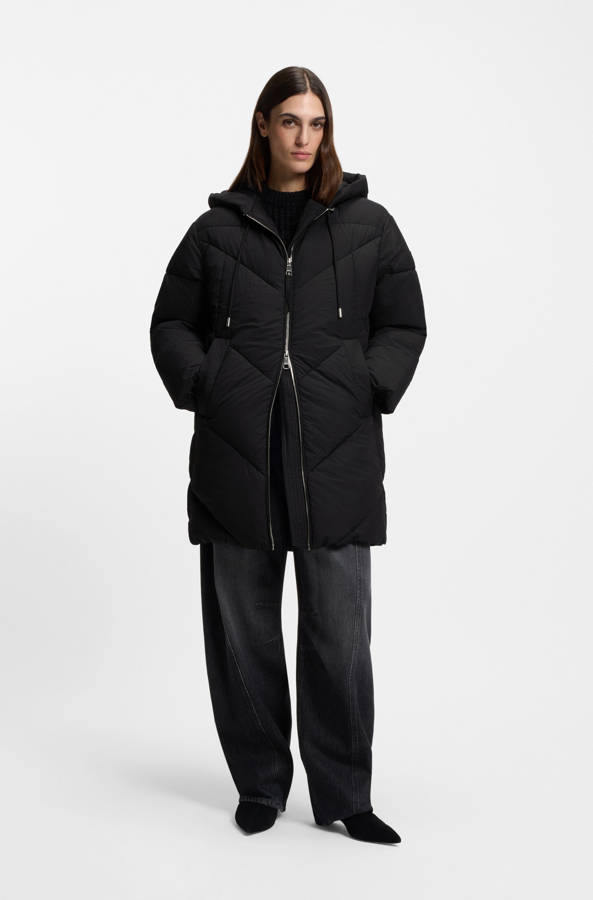 BOSS ORANGE Steppmantel Piapolly Premium Damenmode mit Kapuze, Chevron-Step günstig online kaufen