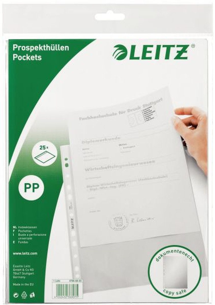 Prospekthülle Prospekthüllen A4 PP 70my farblos VE=25 Stück