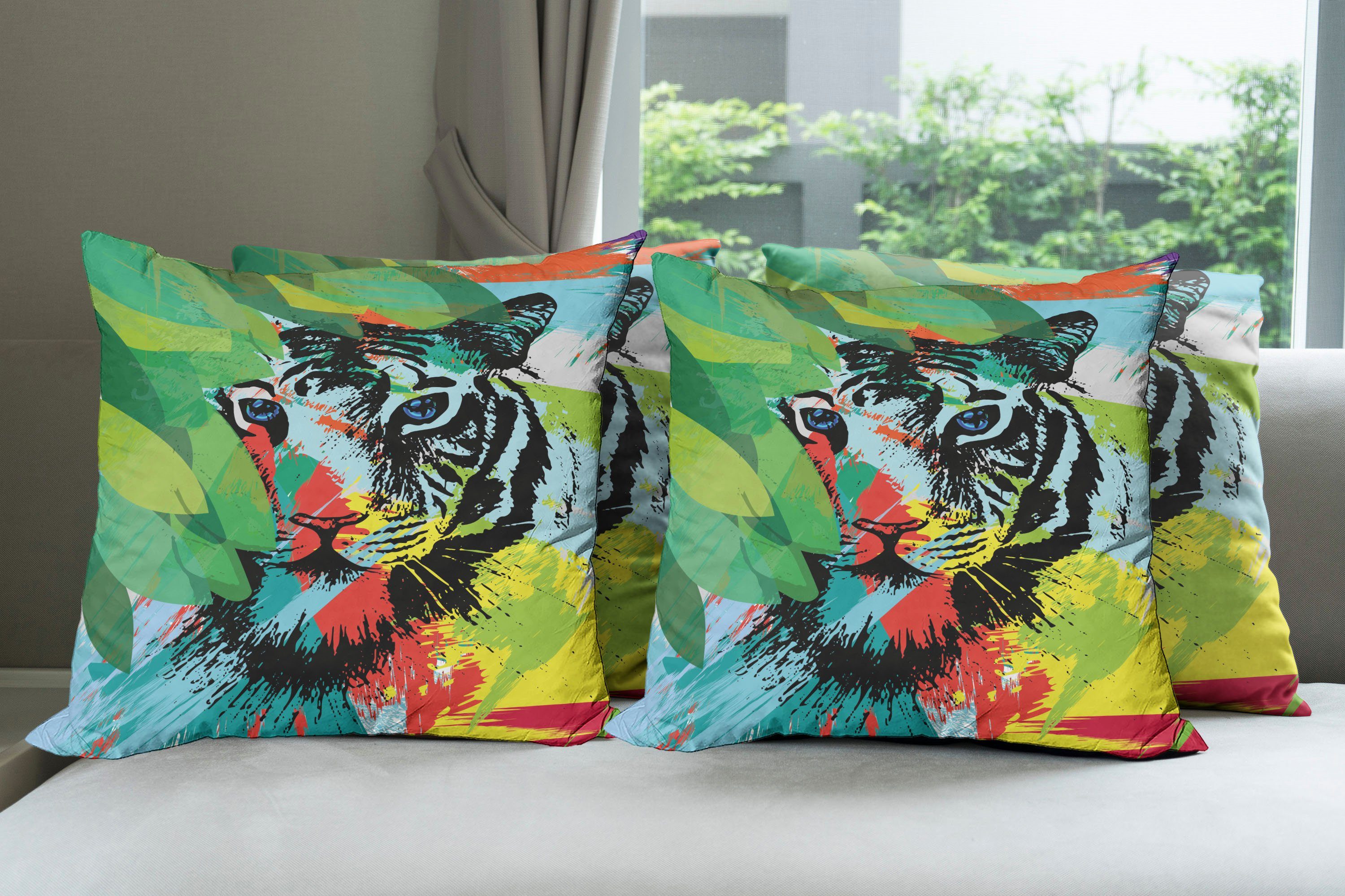 Tiger Tiger Stück), Doppelseitiger (4 Accent Zusammenfassung Digitaldruck, Kissenbezüge Bengal Modern Abakuhaus