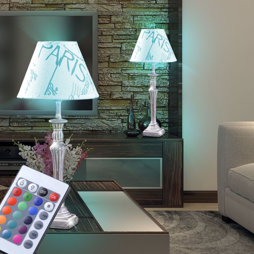 etc-shop Tischleuchte, 2er Set Leuchten Schlaf Zimmer Fernbedienung