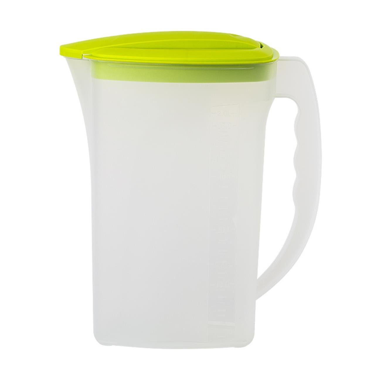 Engelland Wasserkrug Getränkekkrug mit Füllskala und abnehmbarem Крышки, (Vorteils-Set, 1-tlg., 2 Liter Fassungsvermögen je Krug), BPA-frei, frostbeständig, spülmaschinengeeignet, Kühlschrankkrug