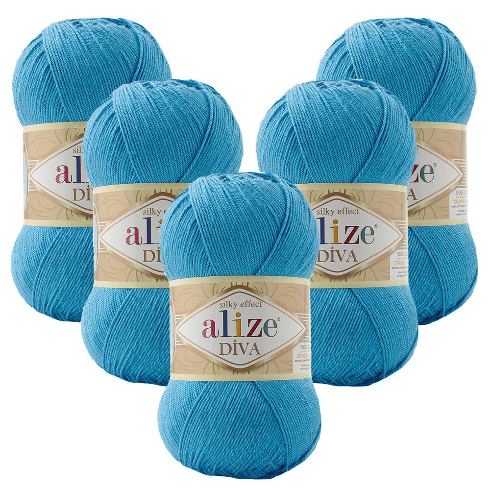 Alize 5 x ALIZE Diva Häkelwolle, 350 m, Spitze,Acrylgarn,Seideneffekt ...