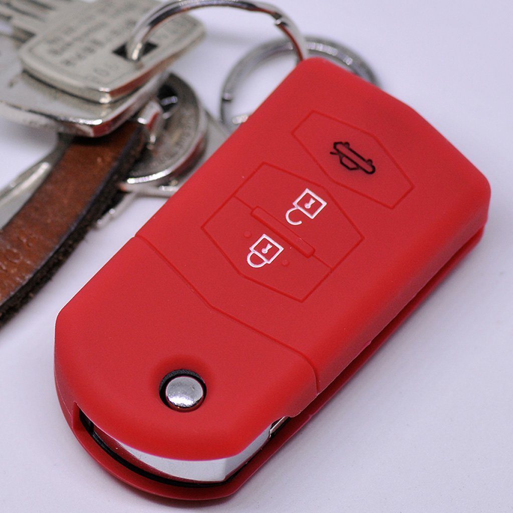 2 Mazda 6 Rot, 3 Klappschlüssel 5 CX-5 Silikon 3 Softcase Autoschlüssel Schutzhülle mt-key für Schlüsseltasche Tasten 4 RX-8