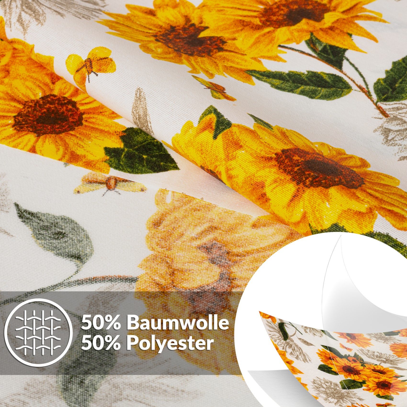 ANRO Tischdecke abwaschbar Tischtuch Baumwolle Polyester wasserabweisend (Einzelstück 1-tlg), Schmutzabweisend Landhaus Orange Rund 100cm