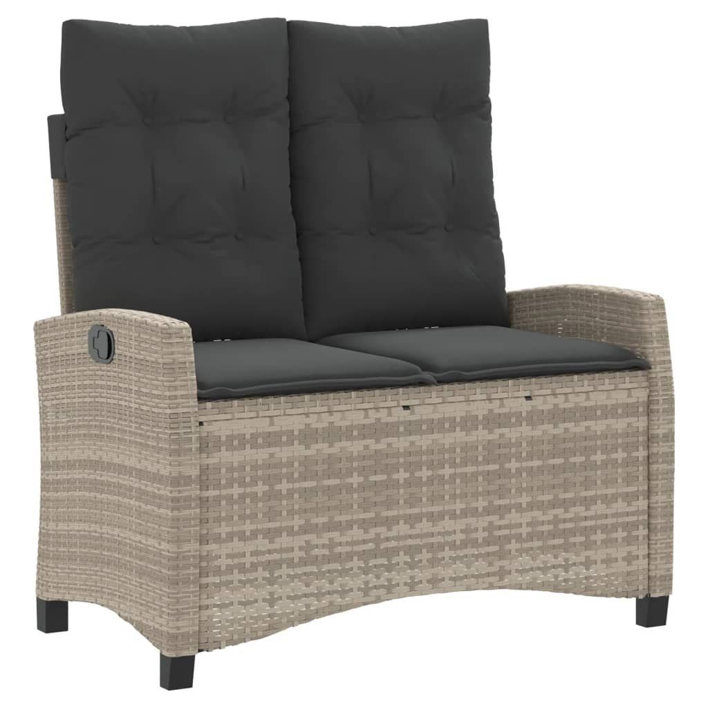 vidaXL Gartenbank Gartenbank Verstellbar mit Kissen Hellgrau Poly Rattan (1-St)