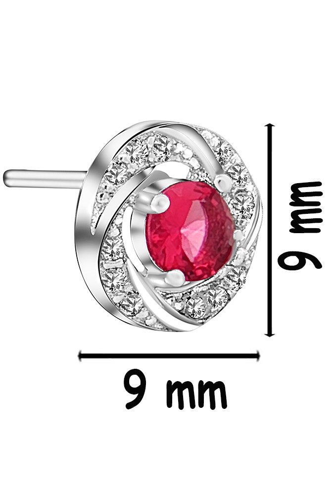 Limana Paar Ohrstecker runde 925 Silber 9mm rot blau Ohrringe Schmuck für Frauen Damen Mutter (Silberschmuck inkl. Dose), Weihnachten Geburtstag Muttertag Geschenk für Ehefrau Freundin Oma