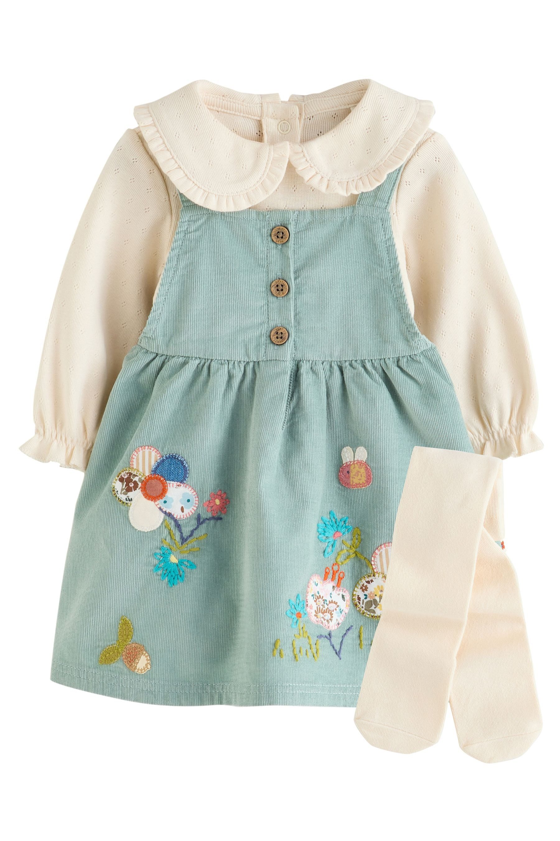 Next Latzkleid 3er Set Baby Trägerkleid, Bodysuit & Strumpfhose (3-tlg)