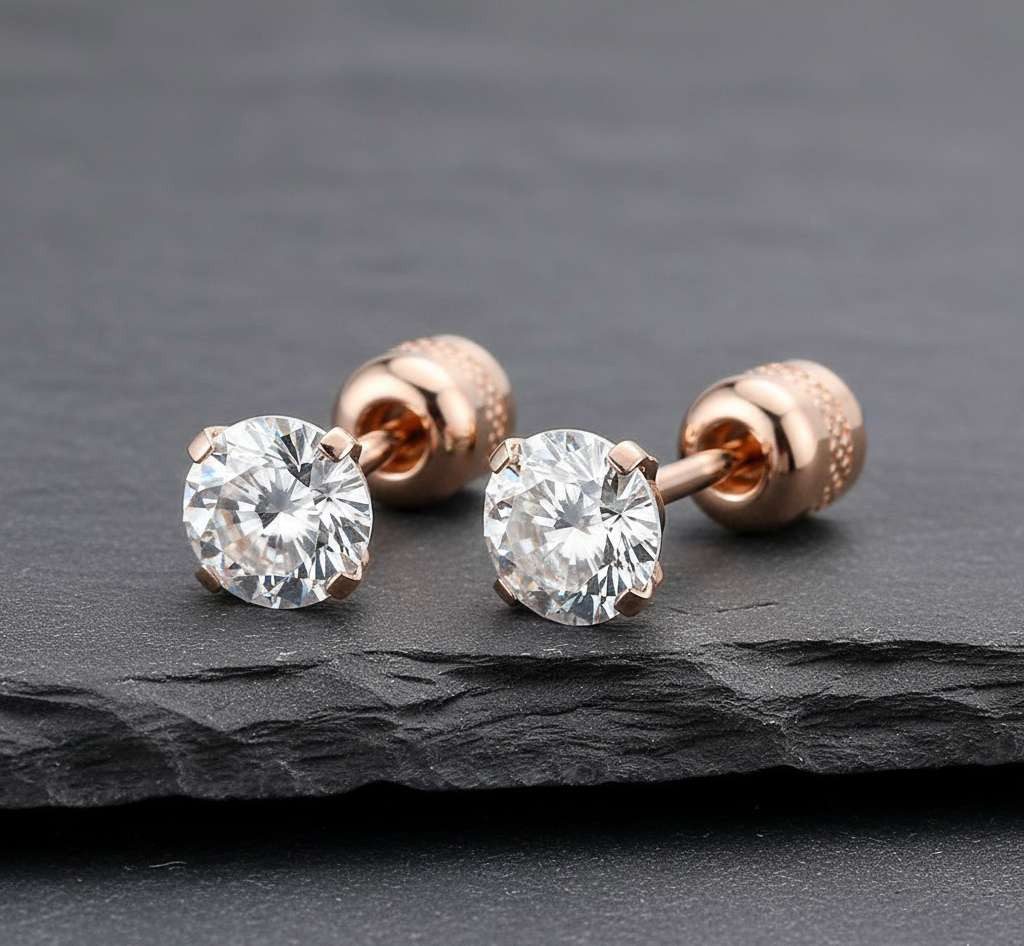 Taffstyle Paar Ohrstecker Gesundheitsstecker Ohrringe Erststecker Chirurgenstahl mit Kristall (Medizinische Ohrringe für empfindliche Ohren mit Zirkonia Kristall)