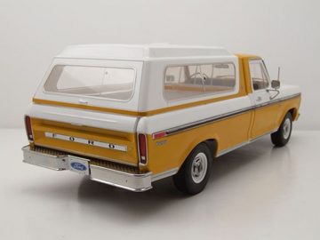 GREENLIGHT collectibles Modellauto Ford F-100 Pick Up 1976 gelb weiß mit Deluxe Box Cover Modellauto, Maßstab 1:18