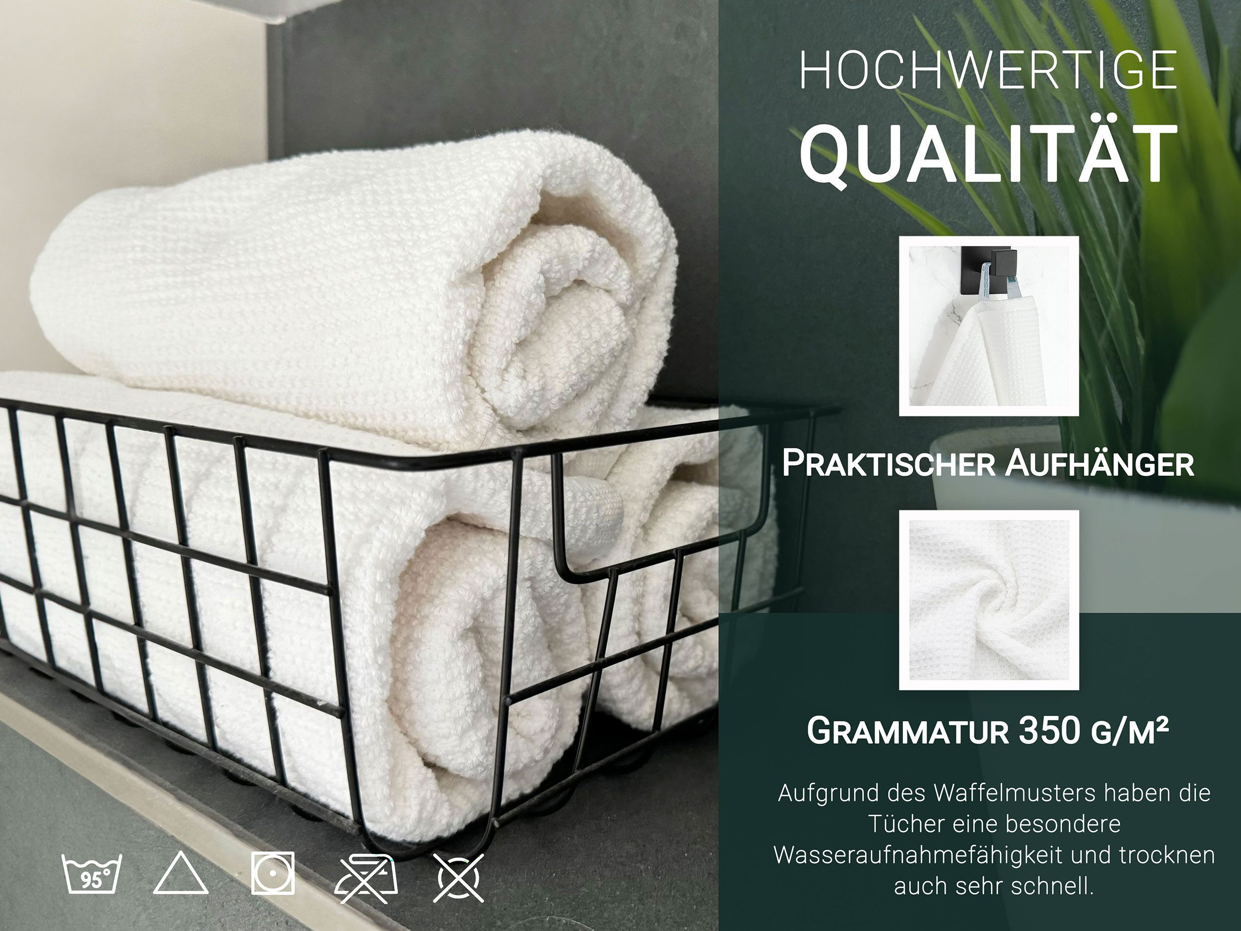 ZOLLNER Handtücher, Waffelpique (6-St), 50 x 70 cm, 100% Baumwolle, vom Hotelwäschespezialist