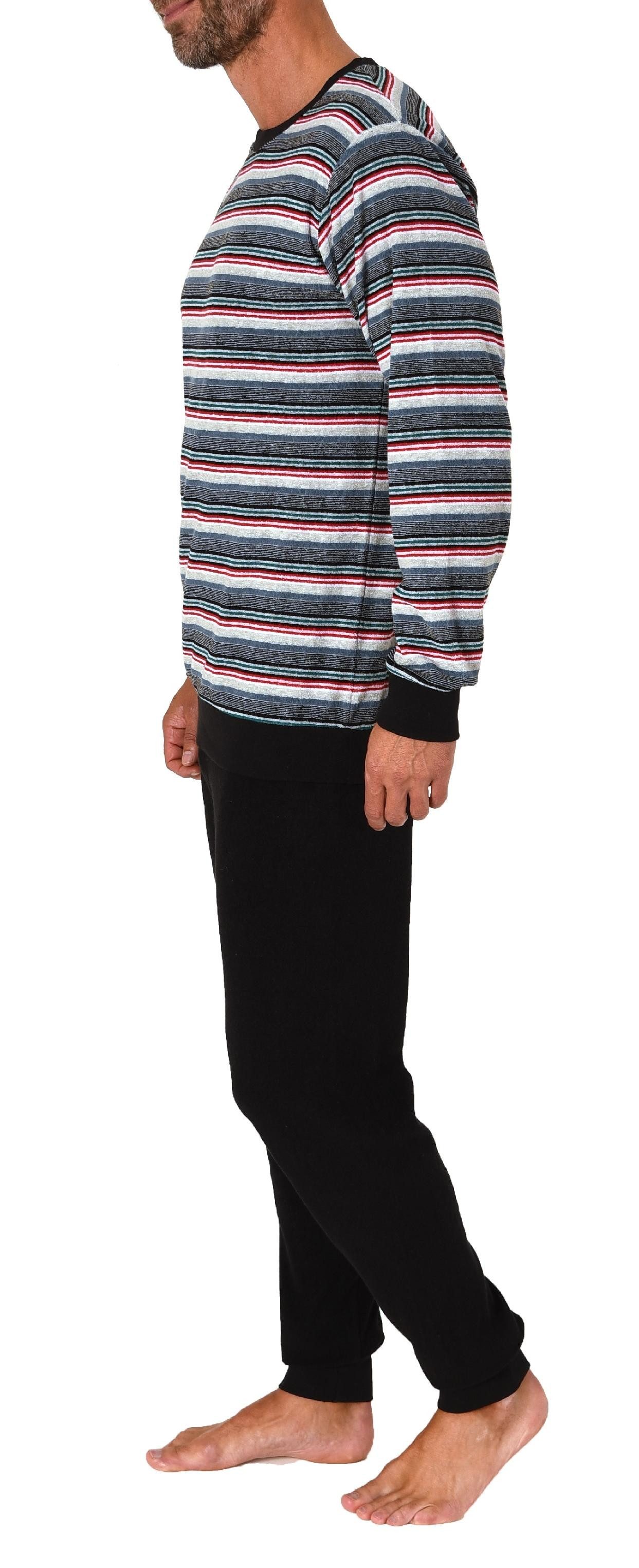 Normann Pyjama Herren Frottee Schlafanzug lang, Pyjama mit feinem Ringel-Mu günstig online kaufen